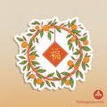 Orange Fortune Wreath - Die Cut Sticker